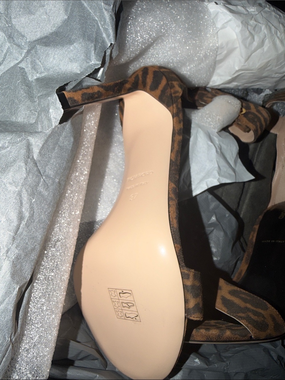 Tom Ford Leopard Print Ankle-Strap Stiletto Sandals - Brown - Picture 2 of 2